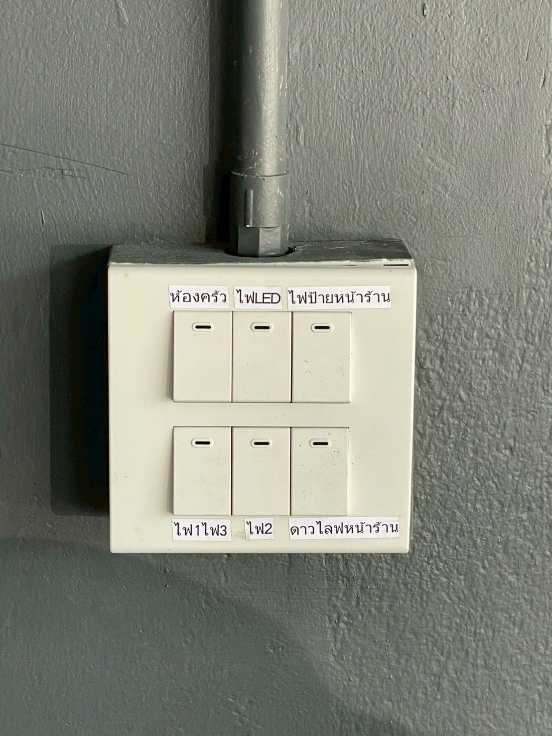 แผงสวิตช์ระบุวงจรแยกตามโซน ห้องครัว ไฟ LED ไฟป้ายหน้าร้าน