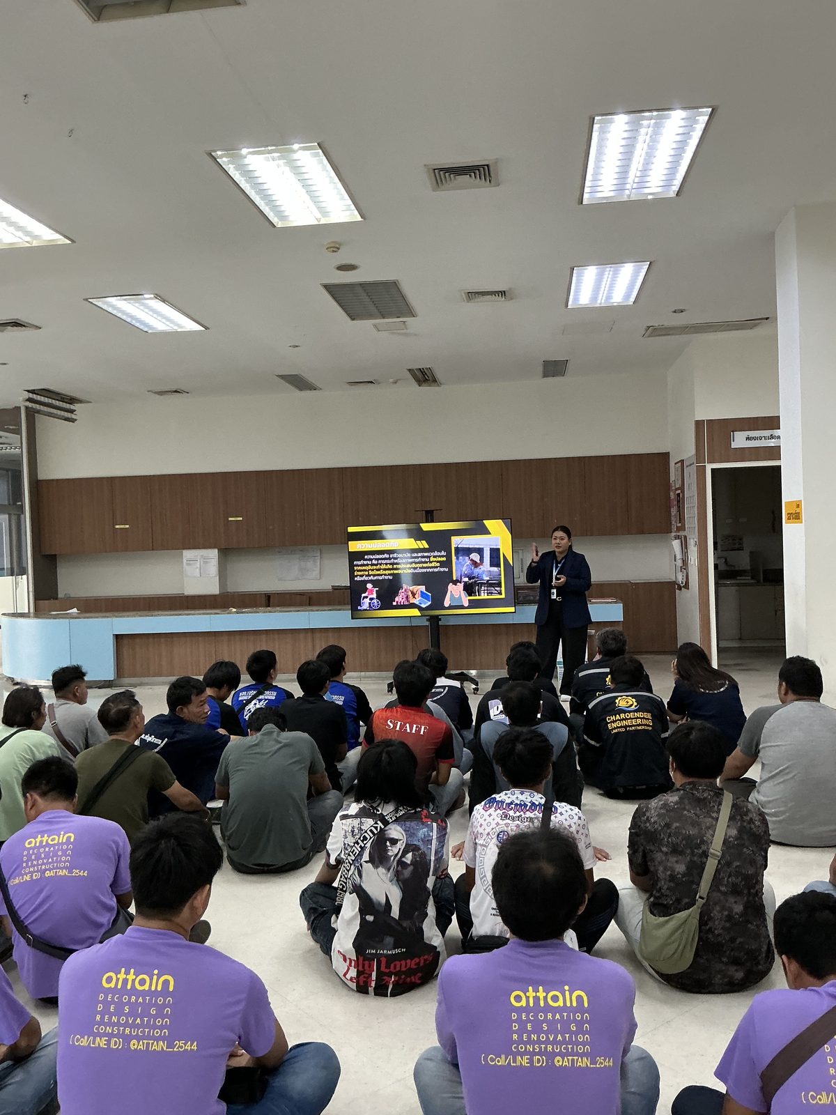 อบรมความปลอดภัยทีมช่างก่อนเข้าปฏิบัติงาน โรงพยาบาลเปาโล สมุทรปราการ